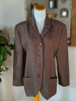 Plaid Wool Blazer Pilar Rossi Italy Womens 14