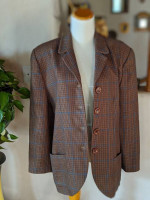 Plaid Wool Blazer Pilar Rossi Italy Womens 14