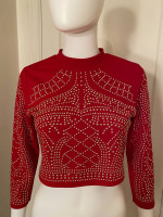 RED EMBELLISHED TOP size Medium