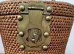 Vintage Rattan Basket Asian Design Purse with Brass Hardware