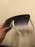 White Frame Gradient Tint Oversized Sunglasses