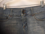 FOREVER 21 BLUE JEAN DENIM CUT OFF MINI SKIRT RHINESTONE POCKET LARGE