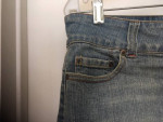 FOREVER 21 BLUE JEAN DENIM CUT OFF MINI SKIRT RHINESTONE POCKET LARGE