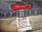 FOREVER 21 BLUE JEAN DENIM CUT OFF MINI SKIRT RHINESTONE POCKET LARGE
