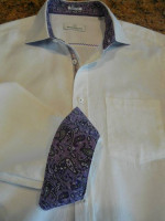 Like New Bugatchi Uomo shirt Contrast Collar & Flip Cuffs,retail 149