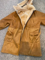 Vintage Shearling Jacket Sheepskin Leather Ranch Coat