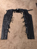 Ladies Black Leather Chaps made by Amish Tailors