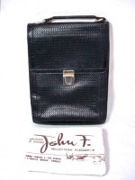 Black Leather Woven Bag Unisex JOHN F Italy 80's
