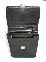 Black Leather Woven Bag Unisex JOHN F Italy 80's