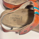 Spring Step L'Artiste brown leather with turquoise beads sandals sz 38
