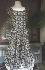 RARE Glamorous Cocktail Dress Original Retro Swing 40s BlackGold S/M