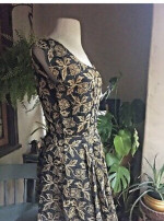 RARE Glamorous Cocktail Dress Original Retro Swing 40s BlackGold S/M