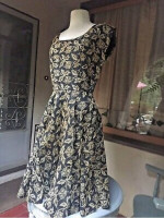 RARE Glamorous Cocktail Dress Original Retro Swing 40s BlackGold S/M