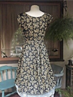 RARE Glamorous Cocktail Dress Original Retro Swing 40s BlackGold S/M