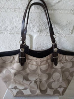 Coach Khaki Satin Signature C Tote Bag
