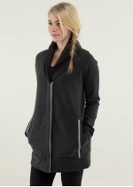 LULULEMON YIN YANG BLACK GRAY COTTON JACKET Sz 8 Excellent