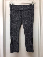 LULULEMON BLACK n WHITE CROP PANTS Sz 8 Excellent