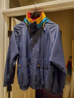 Helly Hansen Men's Rain Wind Jacket; Rollup Hood; Fleece Collar