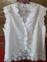 NWT White Lace Cotton Pajama Sz S/M P EVE STILLMAN