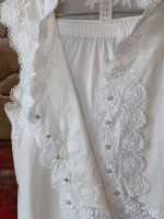 NWT White Lace Cotton Pajama Sz S/M P EVE STILLMAN