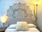 Super Stylish Upholstered Panel Headboard  ~ Queen Size ~ Warm Grey