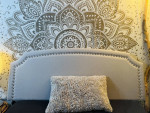 Super Stylish Upholstered Panel Headboard  ~ Queen Size ~ Warm Grey