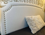 Super Stylish Upholstered Panel Headboard  ~ Queen Size ~ Warm Grey