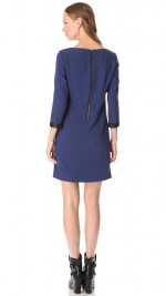 RAG & BONE BLUE DRESS w BLACK LEATHER DETAIL Sz 6 aso REESE W