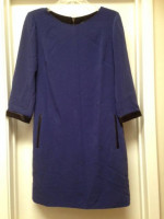 RAG & BONE BLUE DRESS w BLACK LEATHER DETAIL Sz 6 aso REESE W