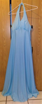 Vintage Light Blue Prom/Formal/Maxi Dress with Hooded Jacket - 1972