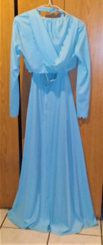 Vintage Light Blue Prom/Formal/Maxi Dress with Hooded Jacket - 1972