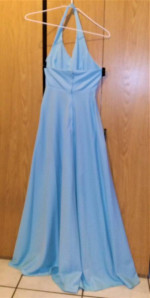 Vintage Light Blue Prom/Formal/Maxi Dress with Hooded Jacket - 1972