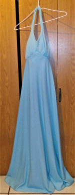 Vintage Light Blue Prom/Formal/Maxi Dress with Hooded Jacket - 1972