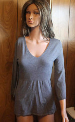 Ann Taylor Loft Tee XS gray Long Sleeve Casual Knit Top Pullover