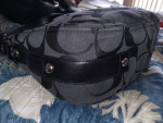 COACH LOGO BLACK LEATHER LARGE HOBO BAG/PURSE