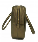 PRADA Saffiano Metal Bronzo Bauletto Leather Satchel Handbag Gold