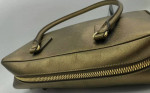 PRADA Saffiano Metal Bronzo Bauletto Leather Satchel Handbag Gold