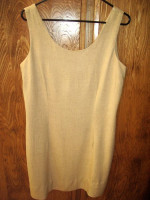 Vintage 1970s Neutral Beige Linen Sleeveless Wiggle Dress* Mini *