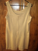 Vintage 1970s Neutral Beige Linen Sleeveless Wiggle Dress* Mini *