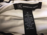 INC BLACK WHITE GOLD STRIPED RUCHED DRESS Sz Medium Never worn
