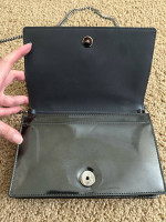 Christian Dior Metallic Patent Micro-Cannage Diorama Wallet on Chain Pouch, Gray