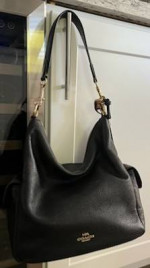 Coach Pennie Leather Shoulder Purse in Black