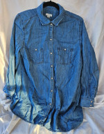 J. Jill Denim Shirt Faux Pearl Buttons Size 1X Women’s