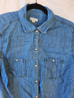 J. Jill Denim Shirt Faux Pearl Buttons Size 1X Women’s