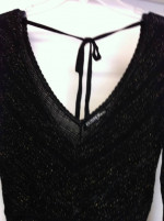 GUESS BLACK w METALLIC GOLD LONG SLEEVE KNIT DRESS Sz Medium