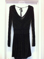 GUESS BLACK w METALLIC GOLD LONG SLEEVE KNIT DRESS Sz Medium