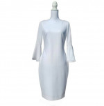 Calvin Klein White Circle Trim Bell Sleeve Lined Sheath Dress