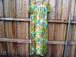 Vintage 1970s Tiki Floral Tropical Maxi Dress * Fun!