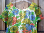 Vintage 1970s Tiki Floral Tropical Maxi Dress * Fun!