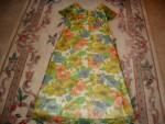 Vintage 1970s Tiki Floral Tropical Maxi Dress * Fun!